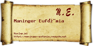Maninger Eufémia névjegykártya